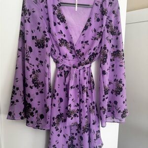 Free People Floral Purple Wrap Dress
